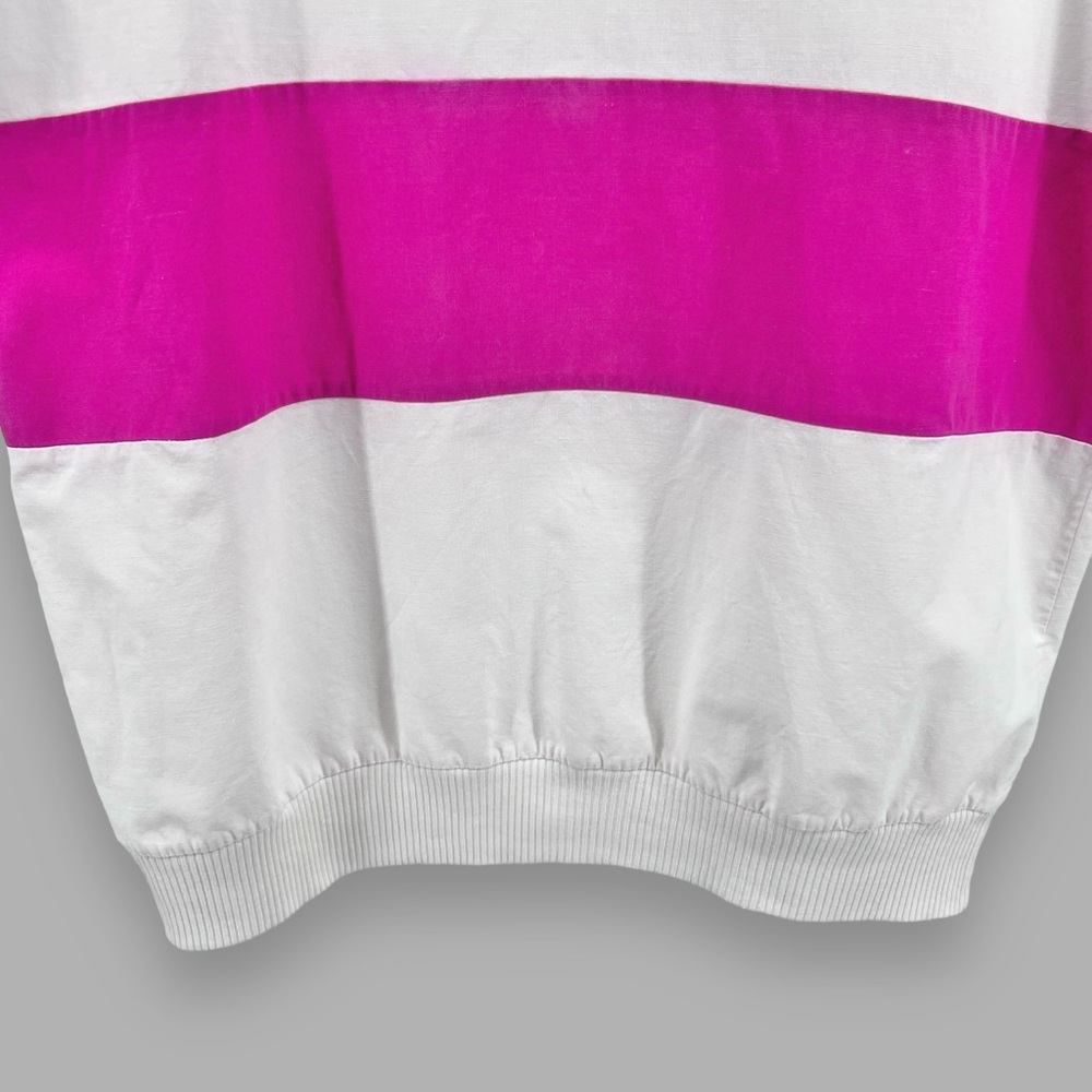 Vintage 80s Asher III Color Block Top Sz M White Pink Cotton Linen Retro Street - Picture 6 of 16